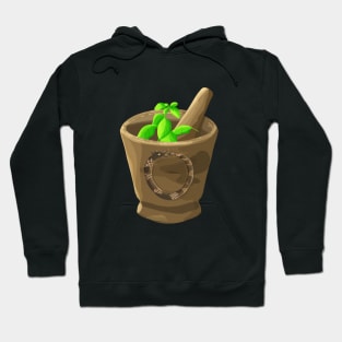 Wooden mortar with Ouroboros decoration and basil Hoodie